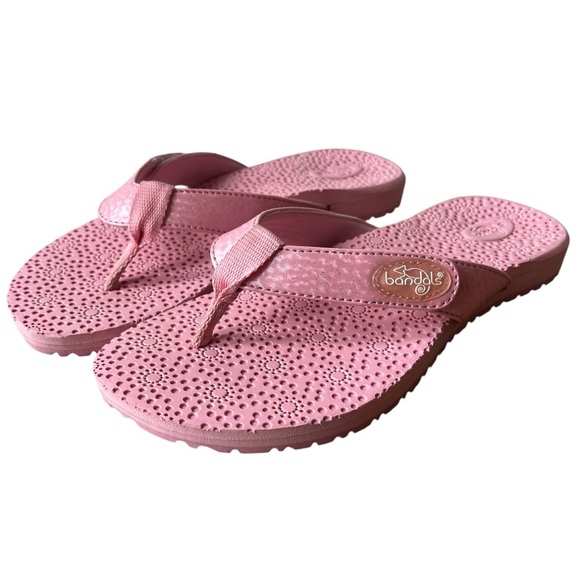 Bandals Pink Flip Flop Sandals Size 6 + 3 Interchangeable Strap Sets Small - Picture 1 of 11